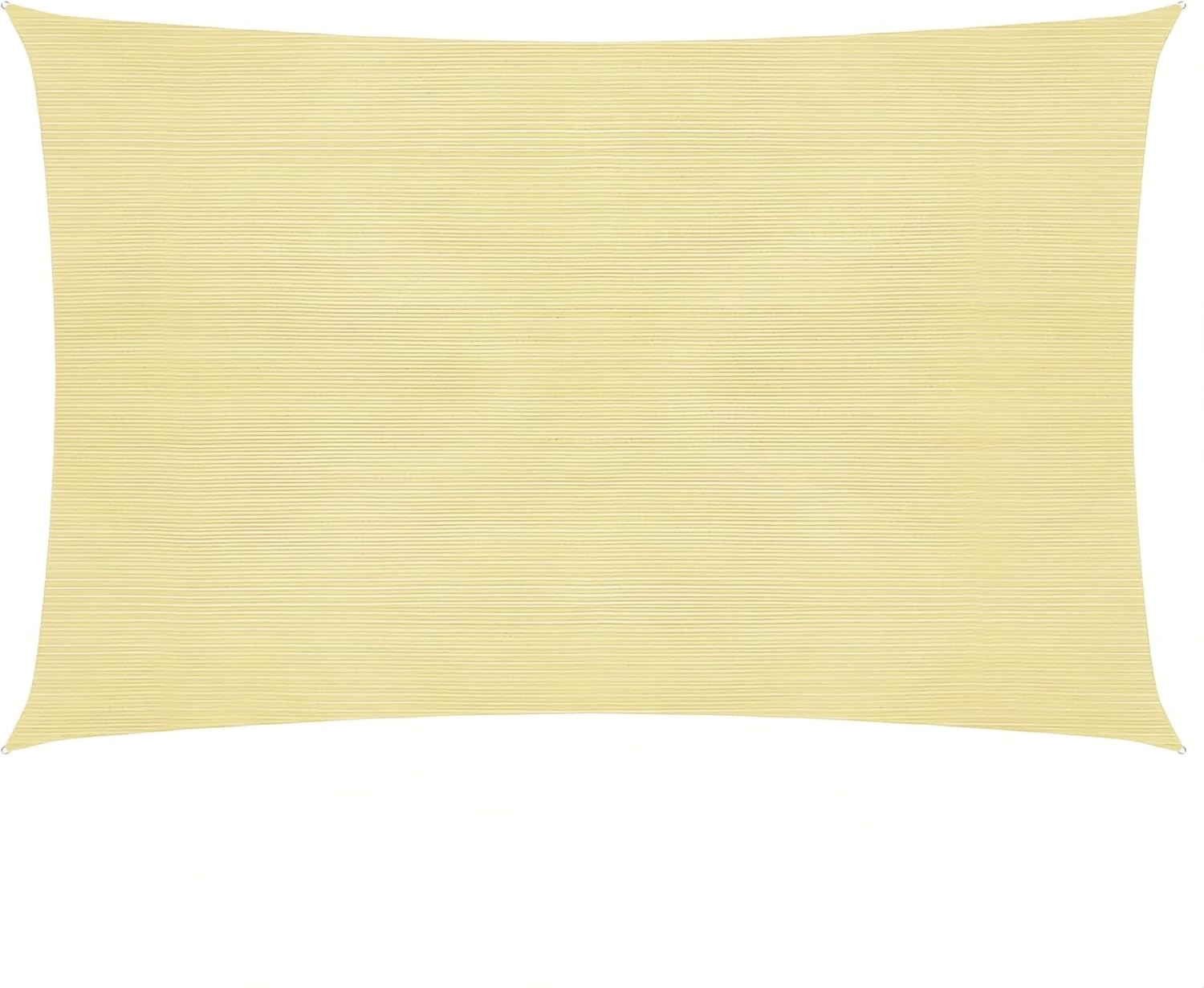Sun Shade Sail 10' x 20' Yellow Beige Rectangle Canopy Sail Shade Cover 95% UV Block Permeable Sunshade Outdoor for Patio Yard