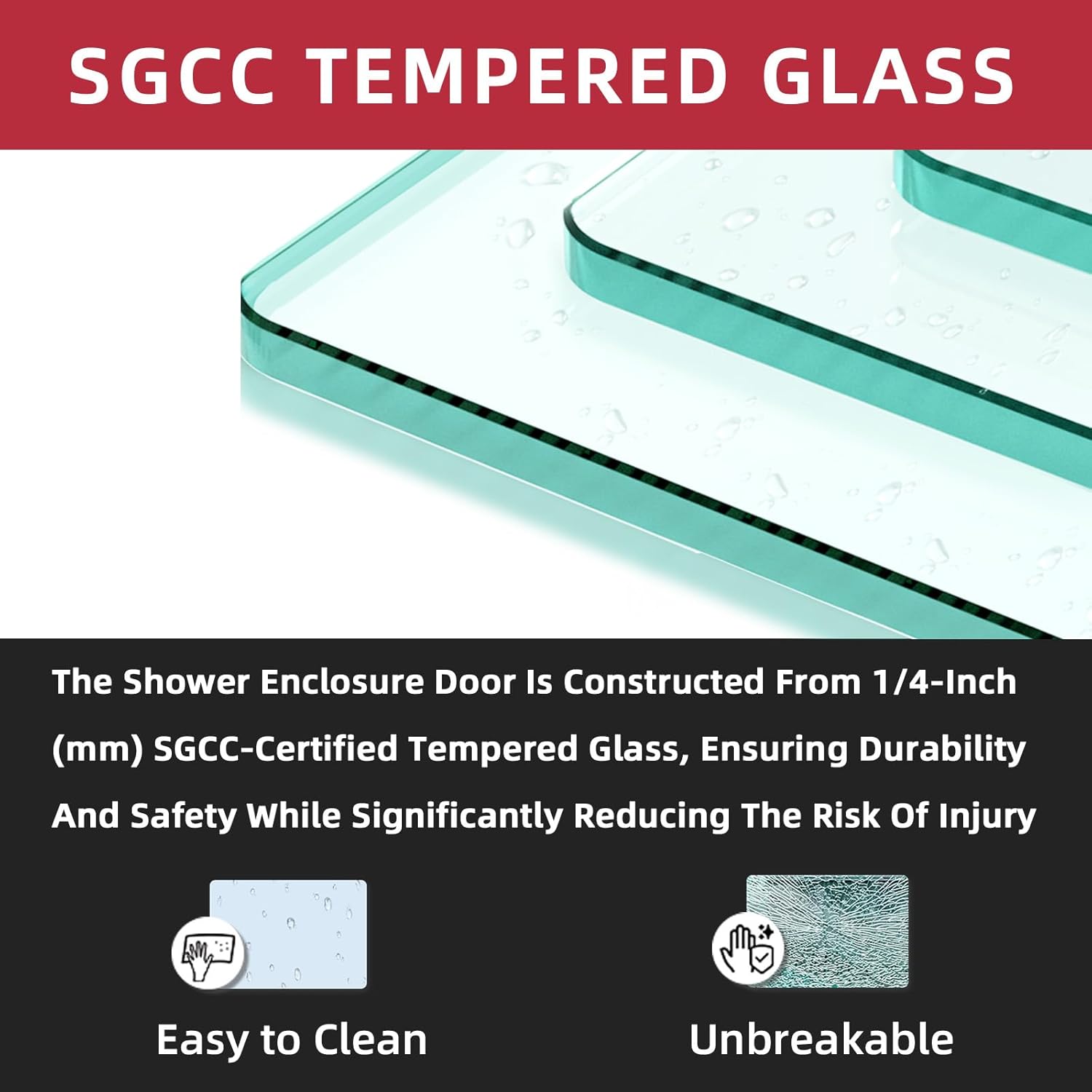 Shower Door 56-60" W x 72" H, Semi-Frameless Sliding Glass Shower Door, 1/4" (6mm) SGCC Tempered Glass Bathroom Sliding Door, Matte Black Finish, 304 Stainless Steel Hardware