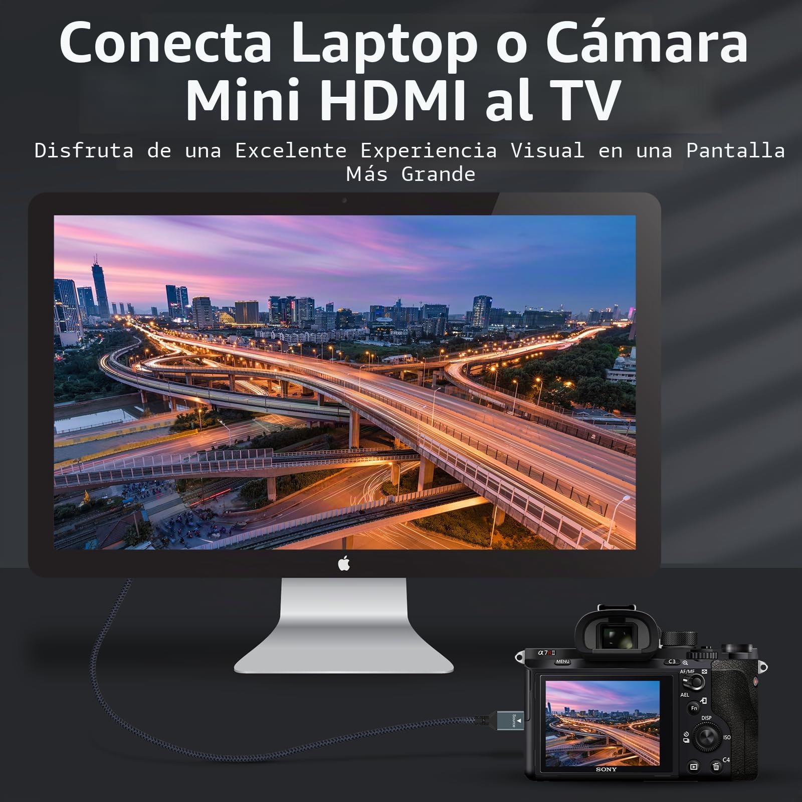 Twozoh Cable Mini HDMI a VGA 3M, Chapado en oro y Trenzado Mini HDMI VGA (Macho a Macho) Compatible con Ultrabooks, Portátiles, Tabletas, Cámaras y videocámaras