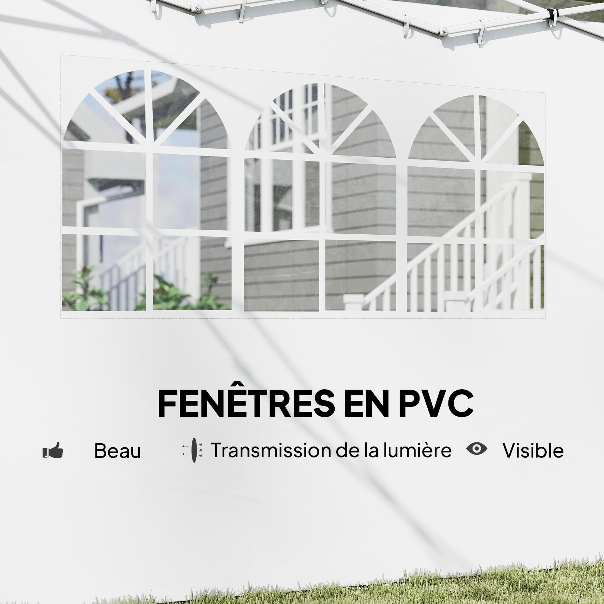 Outsunny Parois latérales pour tonnelle 3 x 3 m Panneaux pour pavillon avec fenêtre Lot de 2 Tissu Oxford 210D Blanc