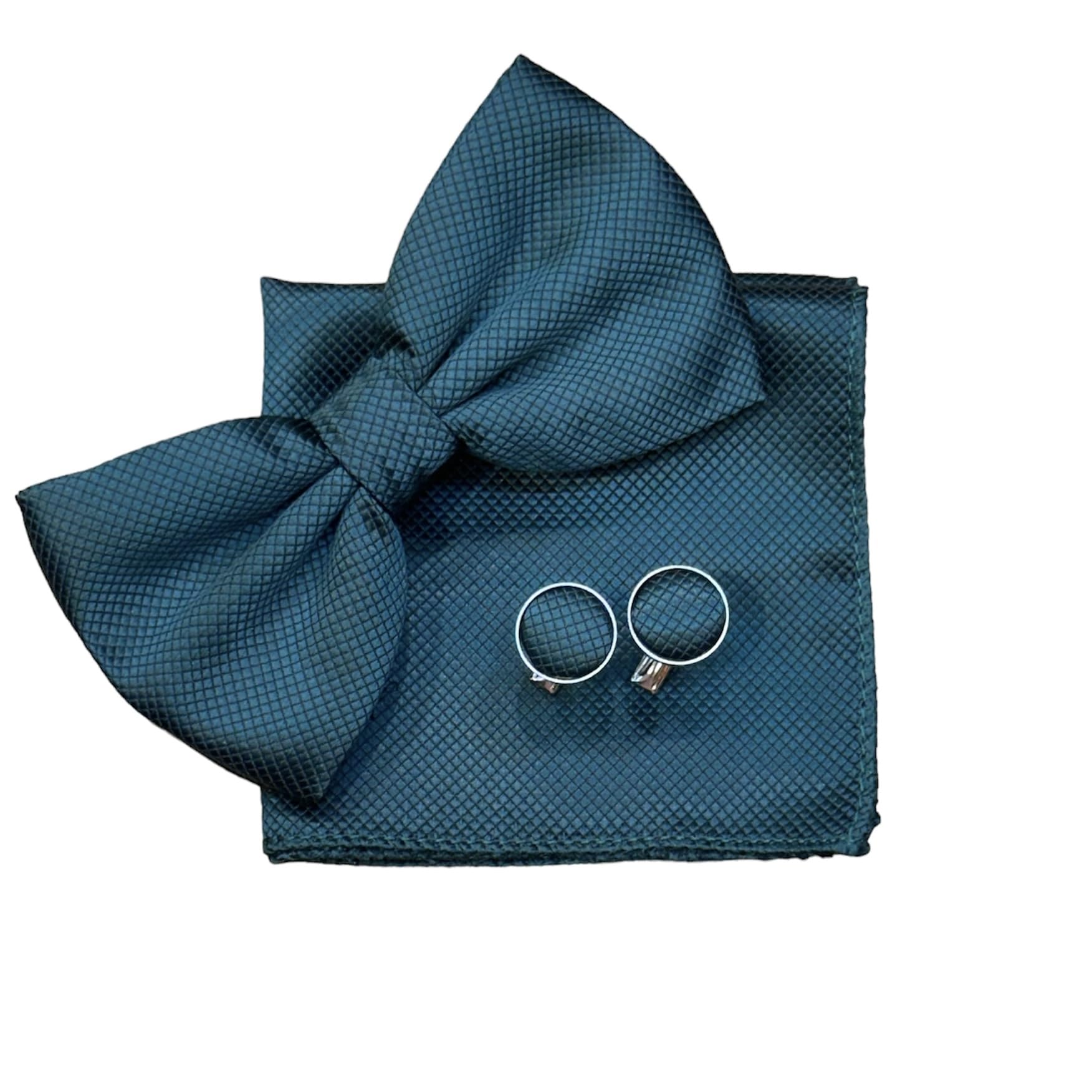 Men's bow tie with pocket square and cuff links.-picture-49
