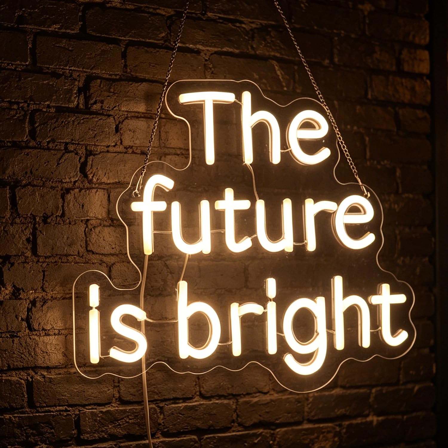 Photo 1 of "The Future Is Bright" Neon Sign, Positive Quotes Decorative Neon Lights for Home Room Wall Decor, Office Wall Decor Neon Light Sign, Christmas Birthday Gift,Thanksgiving Gift(warm white)