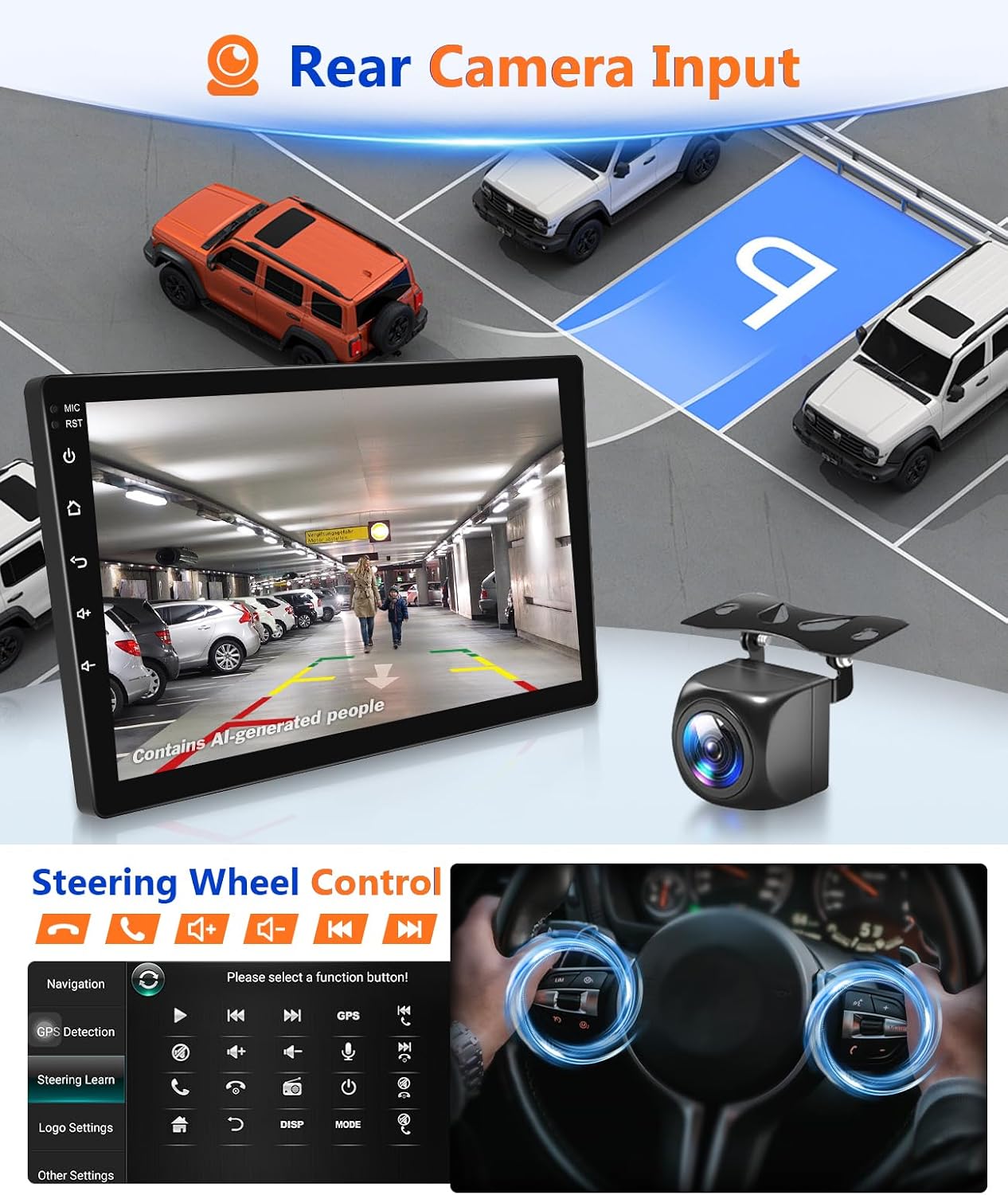 Android Radio Stereo for Honda Civic 2016 to 2021 Wireless CarPlay Android Auto MirrorLink GPS Navi BT Music Hands-Free FM RDS DSP AUX SWC Backup Camera (9IN, Honda Civic 16-21, 4GB+64GB) image 5