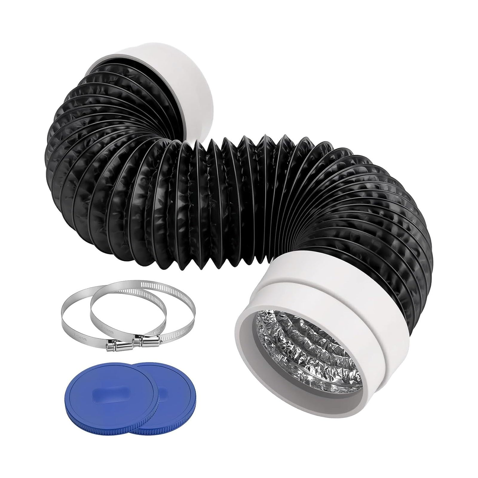 Msioytog 4Inch Flexible Dryer Vent Hose Aluminum Foil Vent Hose with Clamps for Efficient Airflows and Heat Resistance Enduring Exhaust
