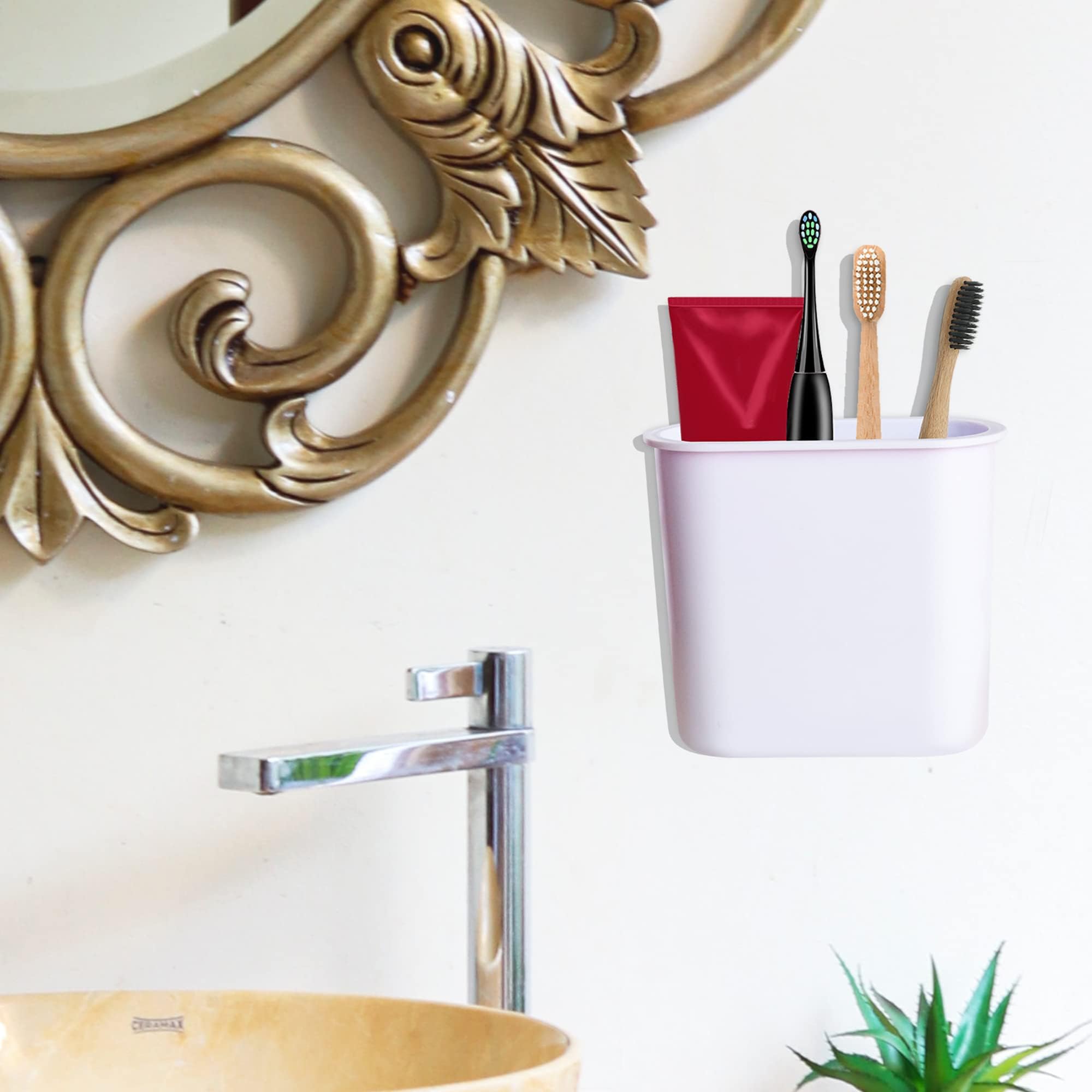 Wall Mounted Toothbrush Holder Set for Bathroom. Spoons and