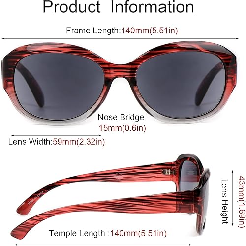 Miniatura 3 de Lentes de sol Reader para mujer, lente completa, paquete de 3 lentes de sol de lectura para exteriores, protección UV, 1.5X