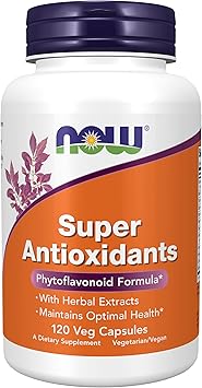 NOW Supplements, Super Antioxidants with Herbal Extracts and a Broad Spectrum of Flavonoids for Immune Support, 120 Veg Capsules