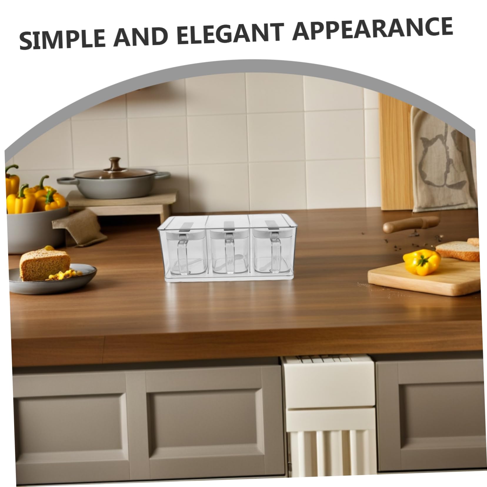 LABRIMP Boîte à Épices Cuisine Transparente avec Couvercle Étanche en Pet, Design Élégant et Simple, Rangement D'assaisonnements Cuisine, 1 Set Mural