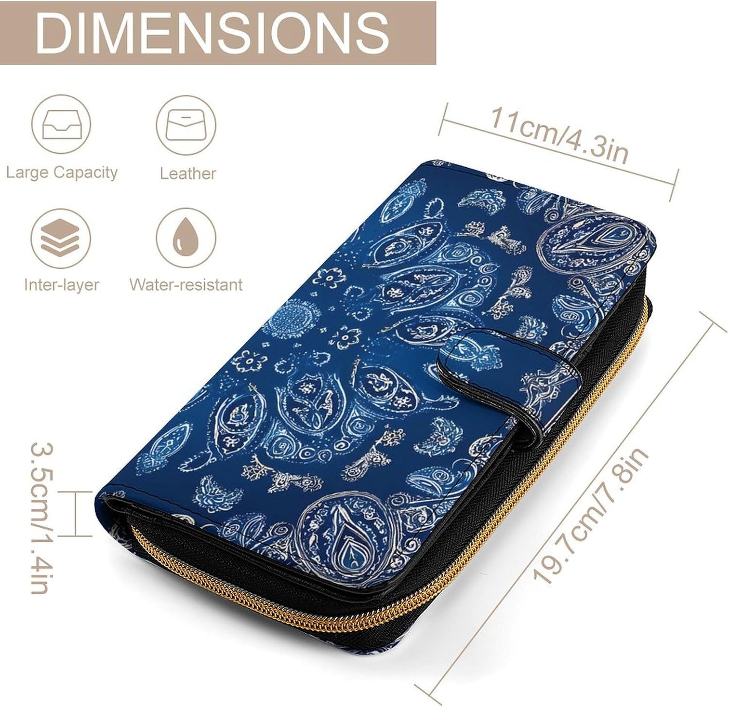 Blue Paisley Bandana Novelty Wallets Credit Card Holders Large Handheld Coin Pockets Wallet image 2