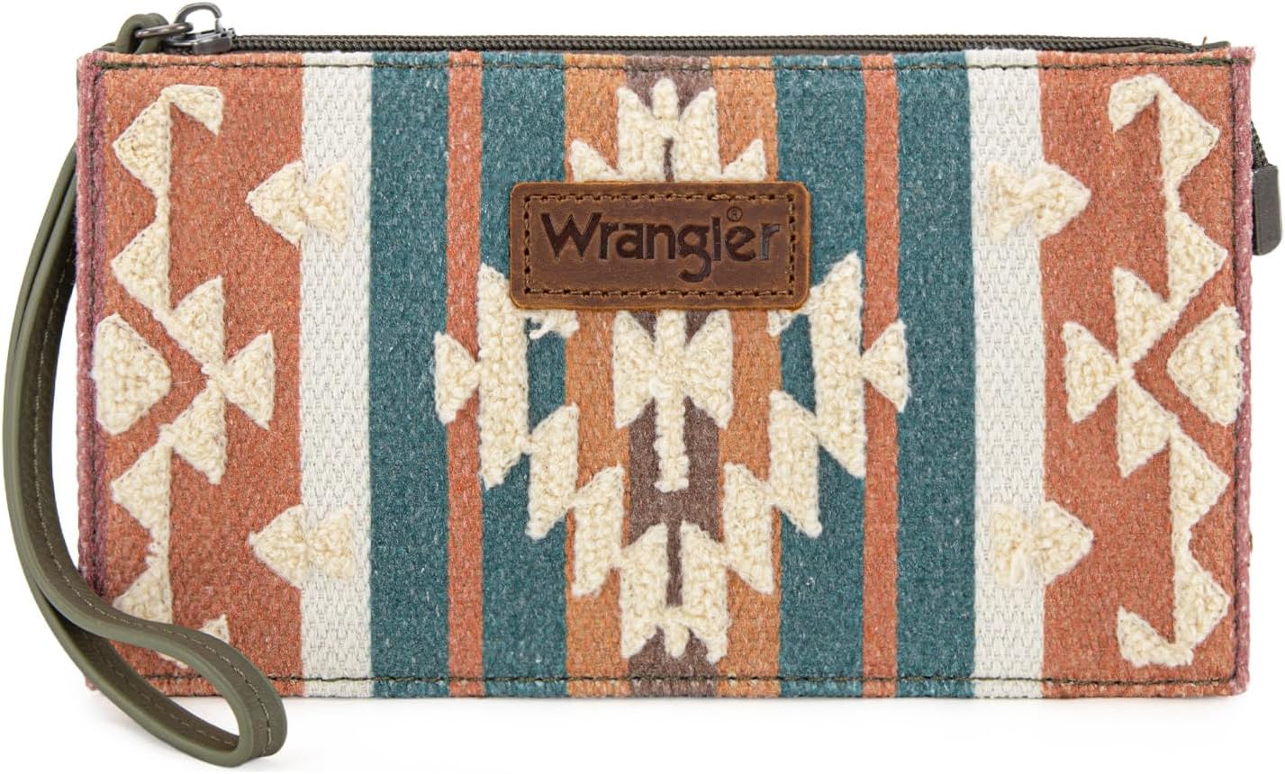 Montana West Wrangler Clutch Purses for Women Western Wristlet Wallet Boho Aztec Card Holder Zipper Handbags for Ladies AR-WG313-181GN
