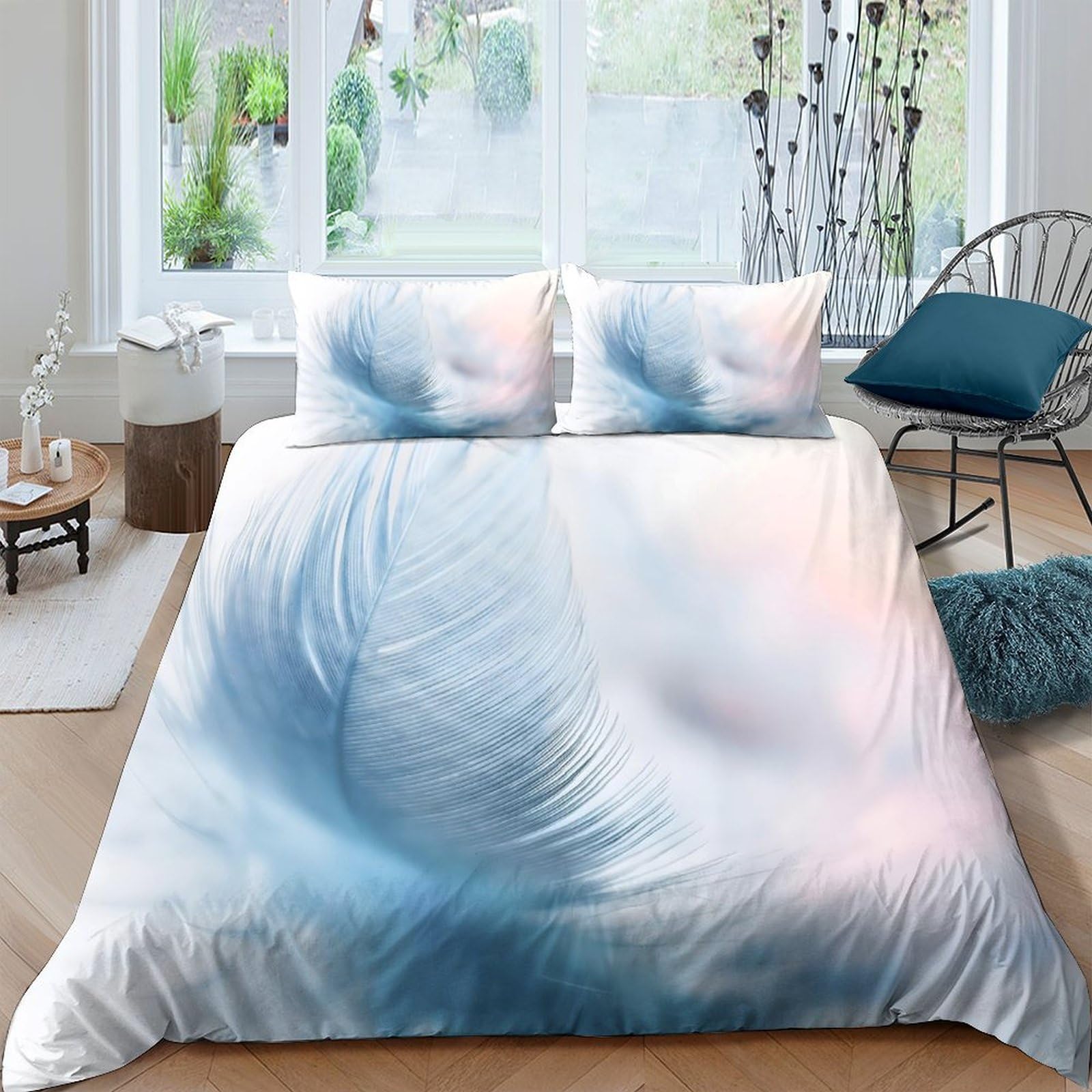 Ctjqhvkz Style-4 3D Printed Cloud Blue Fitted Sheet Microfiber Soft Breathable Pastel Sky Mattress Cover Bedroom Decor Single（135X200cm）