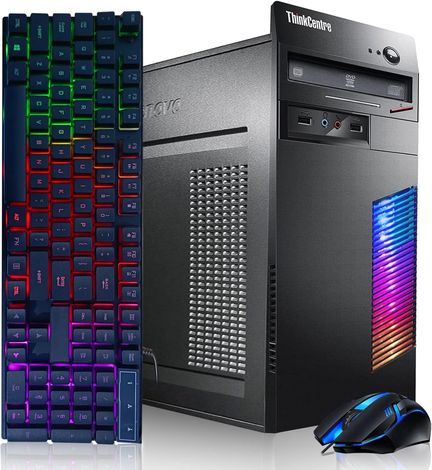 Lenovo Gaming PC Desktop Computer – Intel Quad I5 up to 3.6GHz, GeForce GTX 1660 Super 6G GDDR6, 16GB Memory, 256G SSD + 3TB, RGB Keyboard & Mouse, WiFi & Bluetooth 5.0, DVD, Win 10 Pro (Renewed)