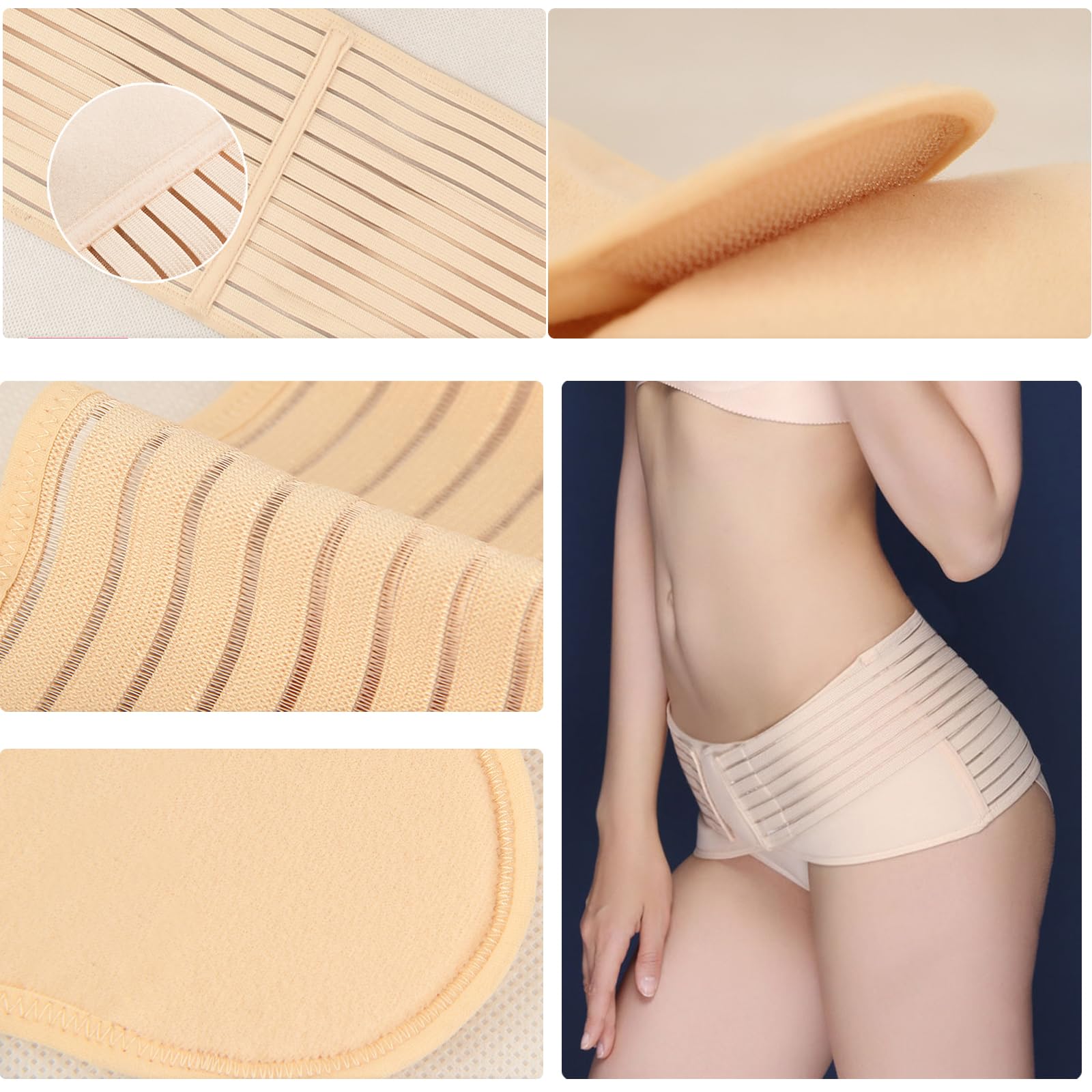 WANYI Post-Partum Cintura di Sostegno Pelvico Regolabile Correzione del Bacino Cintura pelvica per Alleviare il Dolore Sciatico Pelvico Fascia Post Parto Cesareo (Beige, M)
