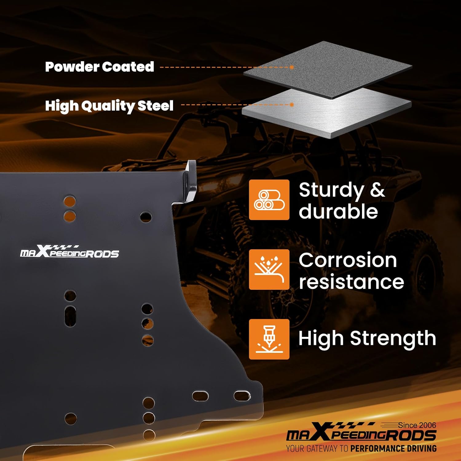 maXpeedingrods Winch Mount Kit for Honda TRX500 Foreman (FE/FM/FPE/FPM) 2007-2011 Winch Mounting Plate for TRX500 Rubicon (FA/FGA/FPA/PG) 2009-2014, Black Powder Coated