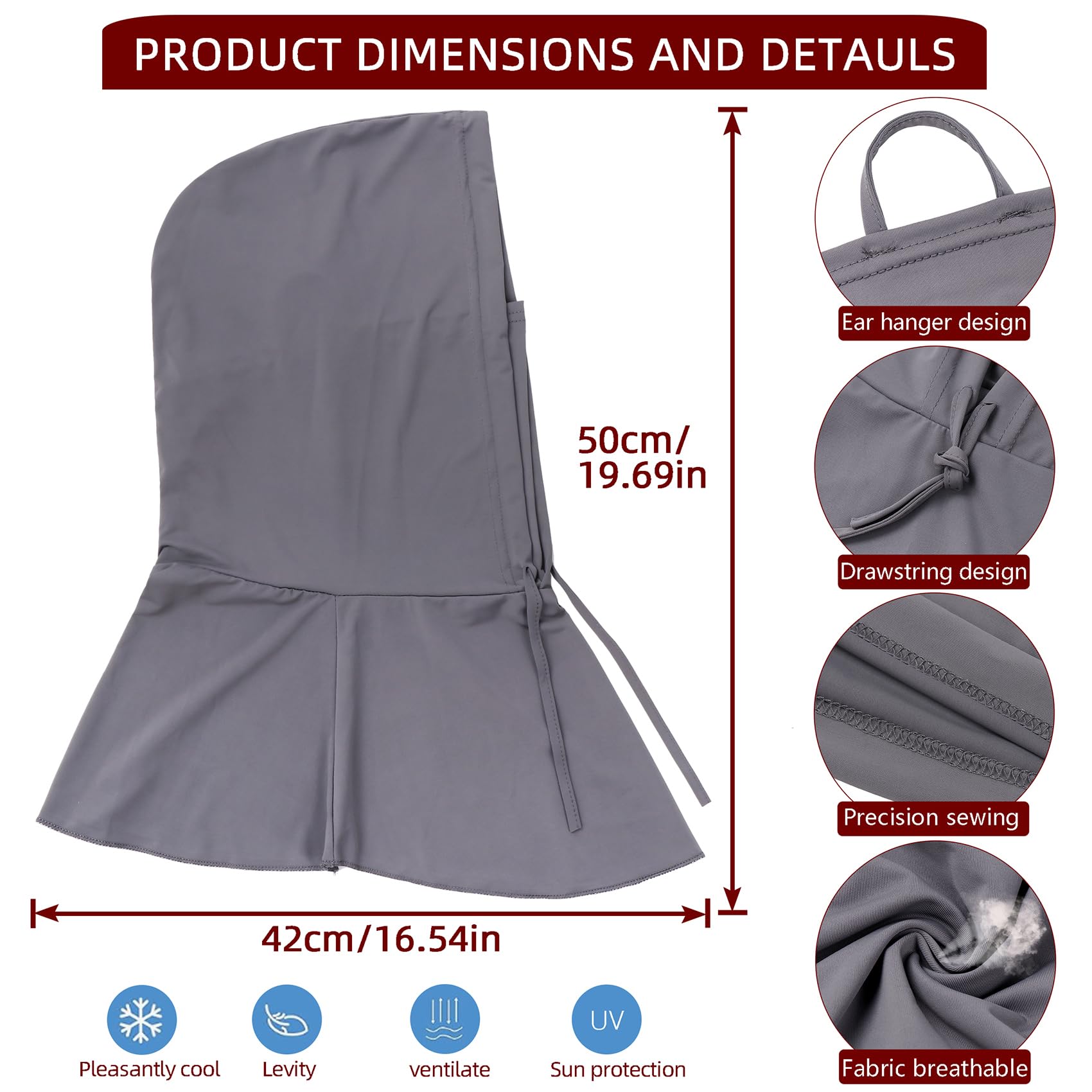 YRANXQUN Ski Mask for Men Women, Balaclava Full Face Head Neck Gaiter Cover, Summer UV Protection Cooling Outdoor (Black Dark Gray, One size)