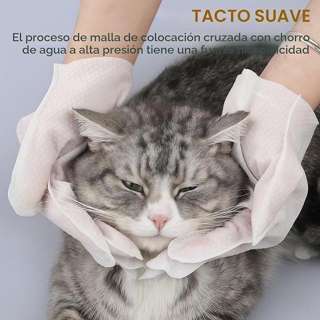 Foto 3 de 7 de Guantes de lavado desechables para perros y gatos, toallitas desodorizantes para aseo de patas, pelaje, cara
