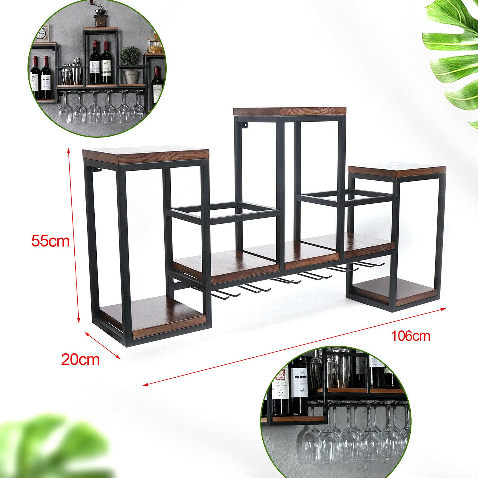 Tu Las™ Massief Houten Wijnrek Voor Aan De Muur - 77 X 9 X 4 Cm Zwevende Wijnflessen Houder Eiken Hout