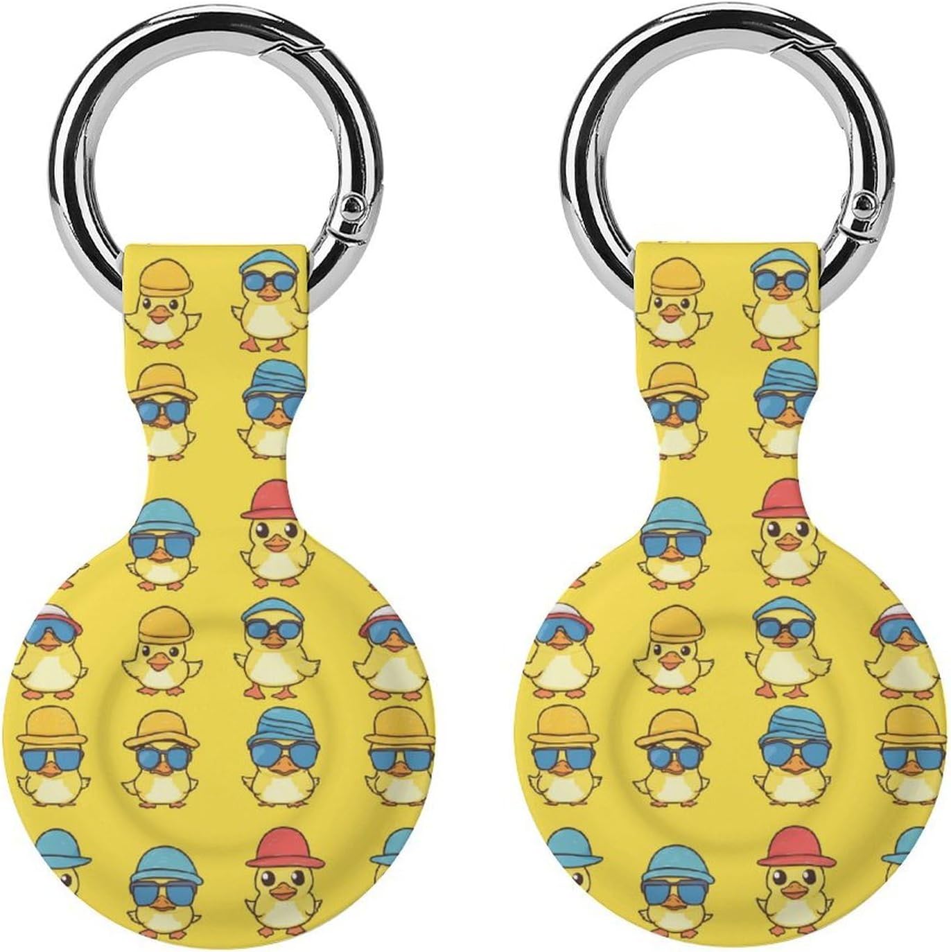 Cute Funny Ducks Funny Cover Compatible with AirTag Case Protector GPS Tracker Holder with Keychain
