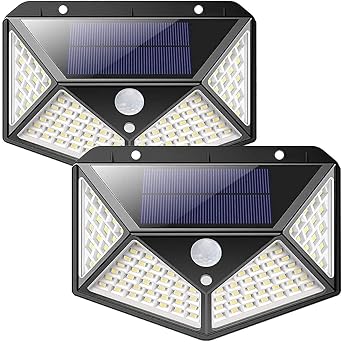 Globex Latest Solar Lights for Garden 100 LED Motion Sensor Security Lamp for Home,Outdoors Pathways | Bright Solar Wireless 100 LED Pack of 2