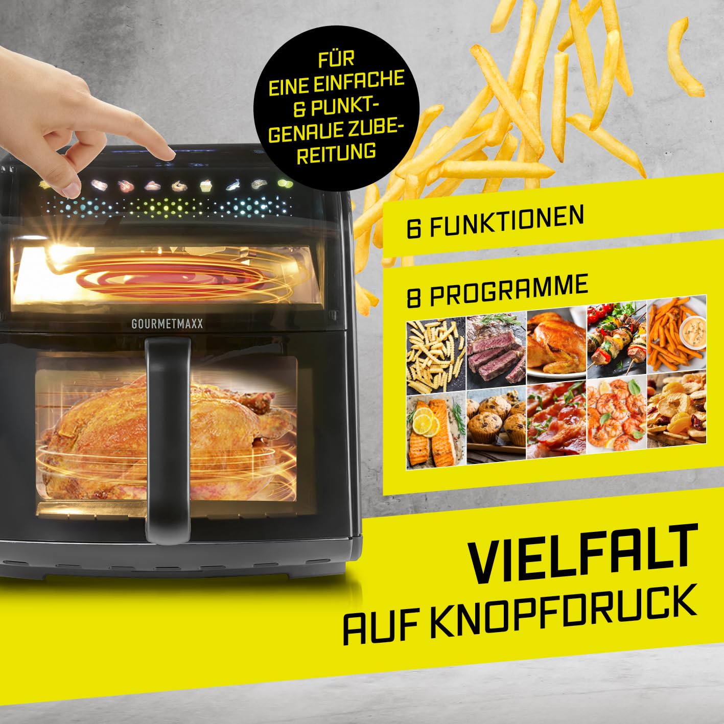 GOURMETmaxx Heißluftfritteuse mit Sichtfenster & Panoramadach - 7 L – Bild 6