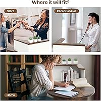 Vista 7 de Giantex Reception Desk, Front Counter Desk with Lockable Drawer, Checkout Table with Round Tabletop, Corner Shelf & Adjustable Shelf for Office