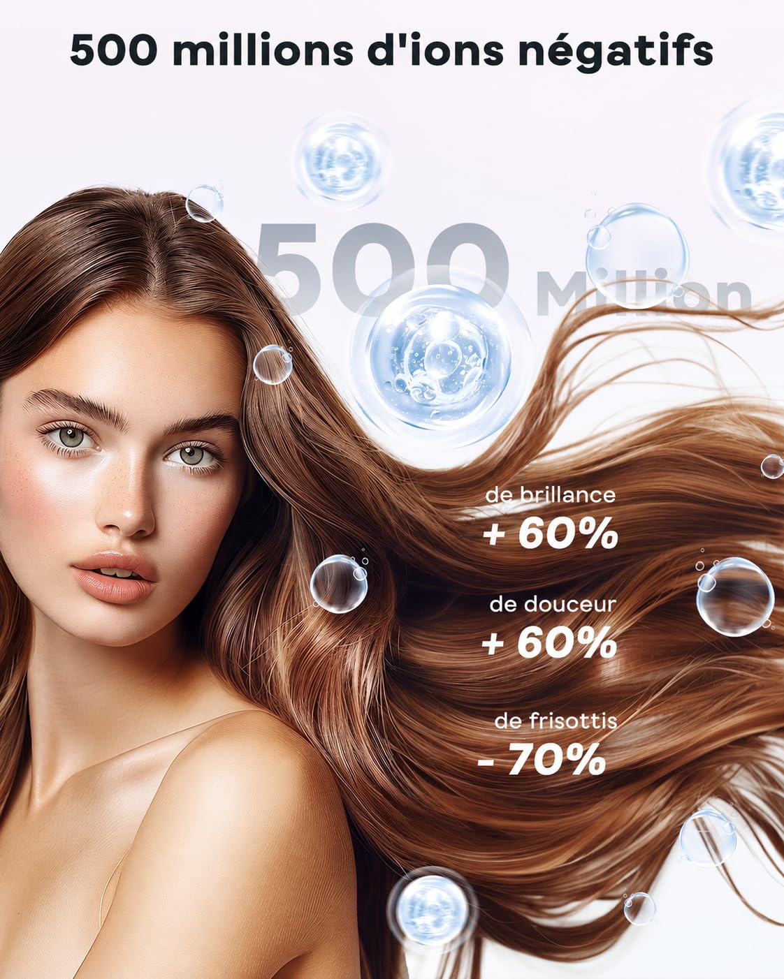 Bopcal Sèche-Cheveux Professionnel avec Diffuseur, 160000 Tr/min Haute Vitesse, Sèche Cheveux Ionique 500M Ions, Séchage Rapide Anti-Frisottis, Contrôle Intelligent Température, Léger et Silencieux