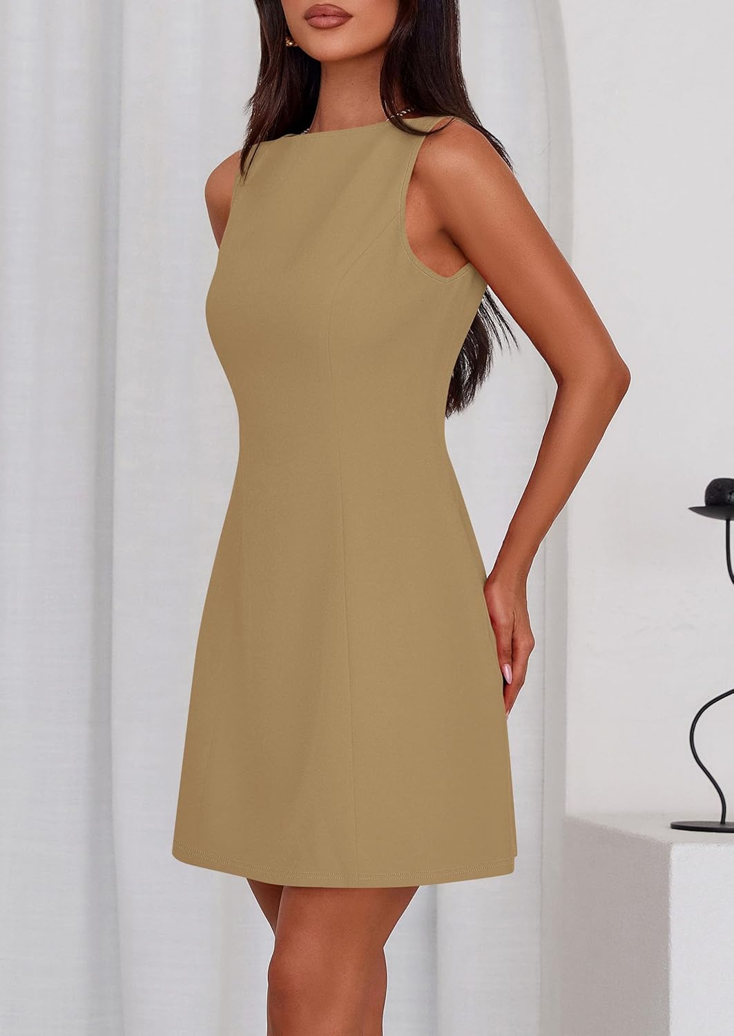 PRETTYGARDEN Womens Formal Short Dresses 2026 Summer Sleeveless Boat Neck A Line Elegant Mini Cocktail Party Dress - Image 3