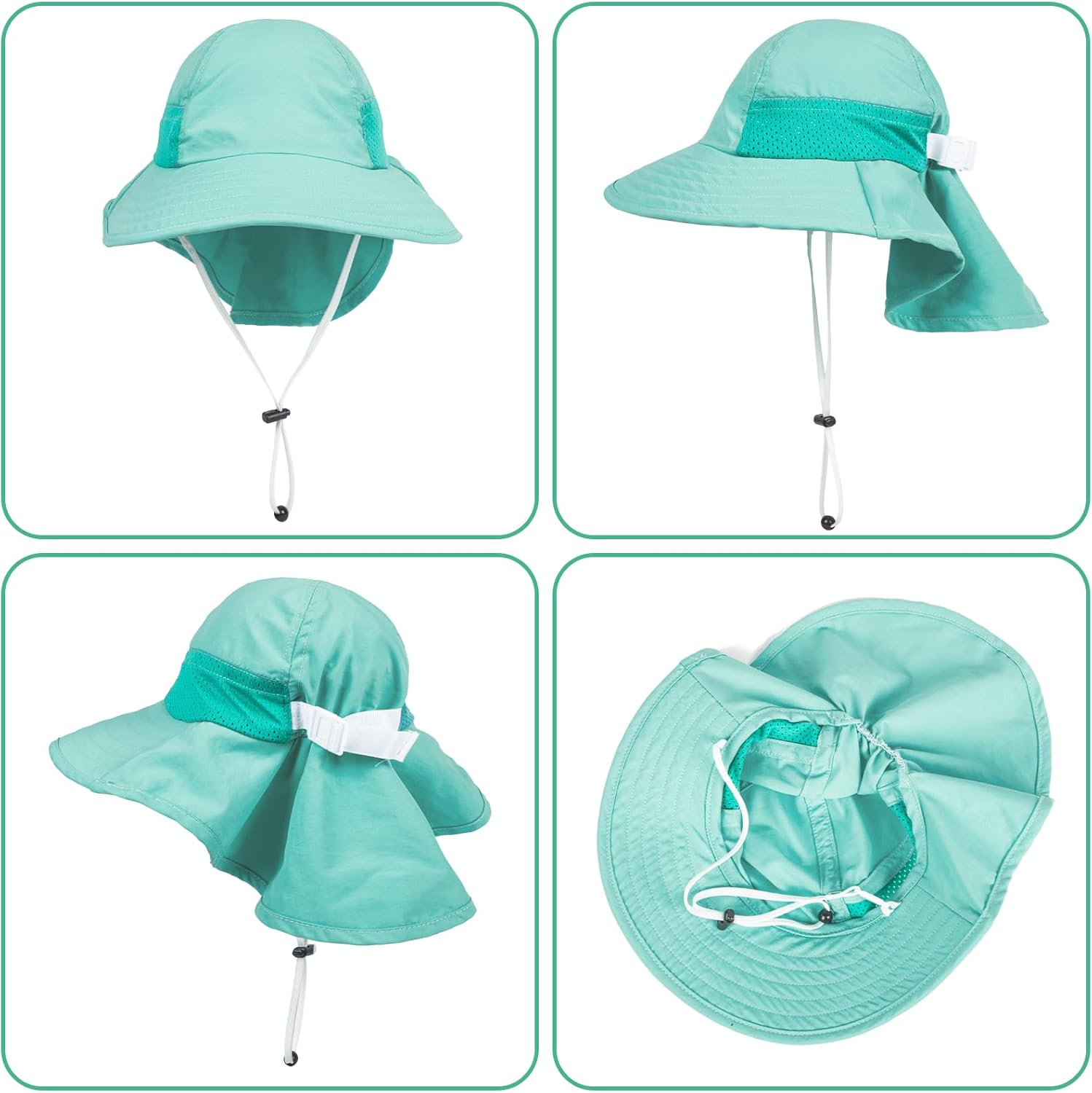 Toddler Baby Sun Hat Kids Summer UPF 50+ for Boys Girls Adjustable Beach Hats with Bucket Wide Brim Age 1-7 Years - Image 4