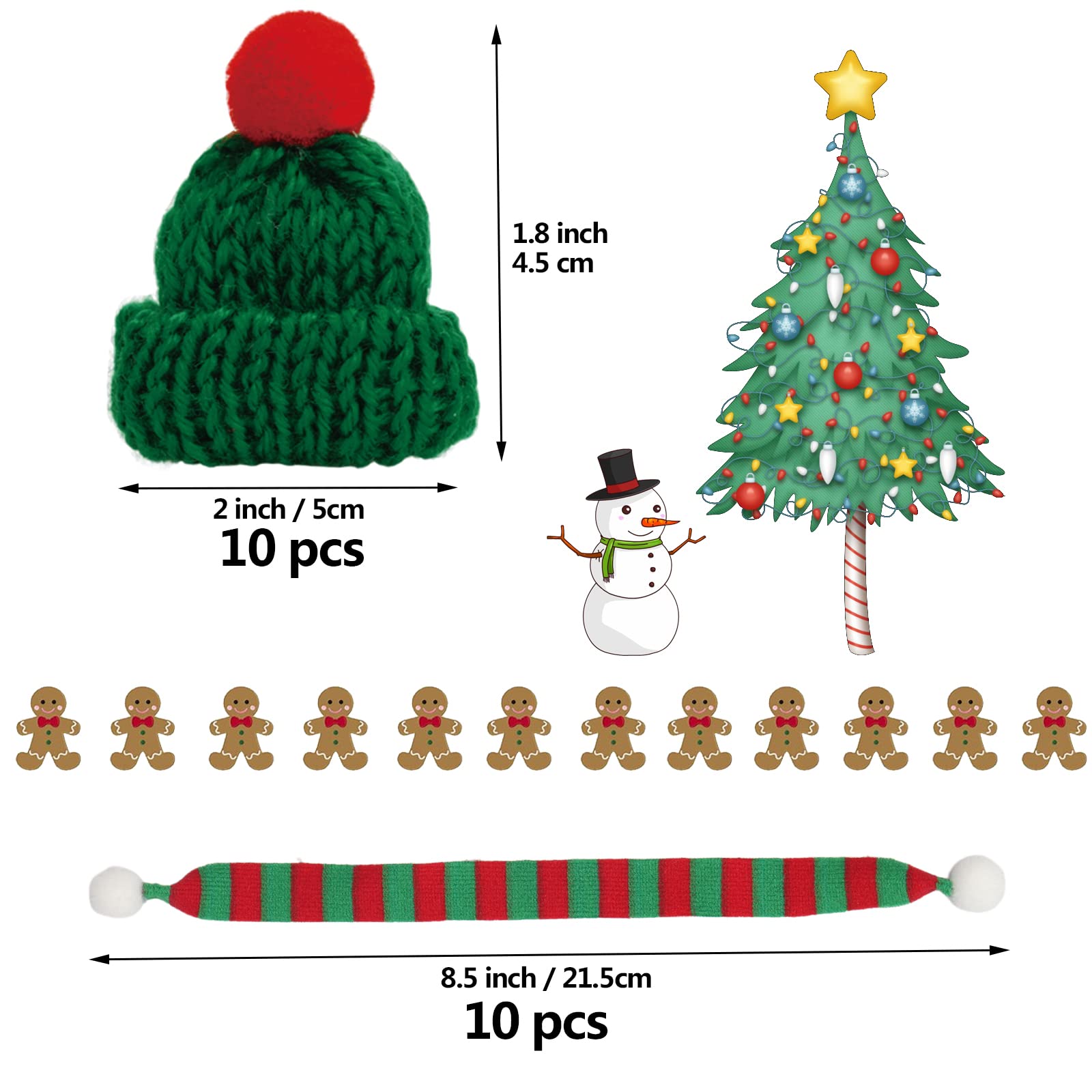 Set 32 Mini Cappelli E Sciarpe Natale - Decorazioni Babbo Natale Per