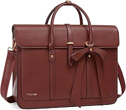 MOSISO Custodia Porta PC Donna,15-15,6 Pollici Laptop in Pelle PU Borsa a Tracolla Convertibile,16 Pollici Borsa Messenger Casual Lavoro Viaggio Computer con Nodo a Fiocco,Marrone