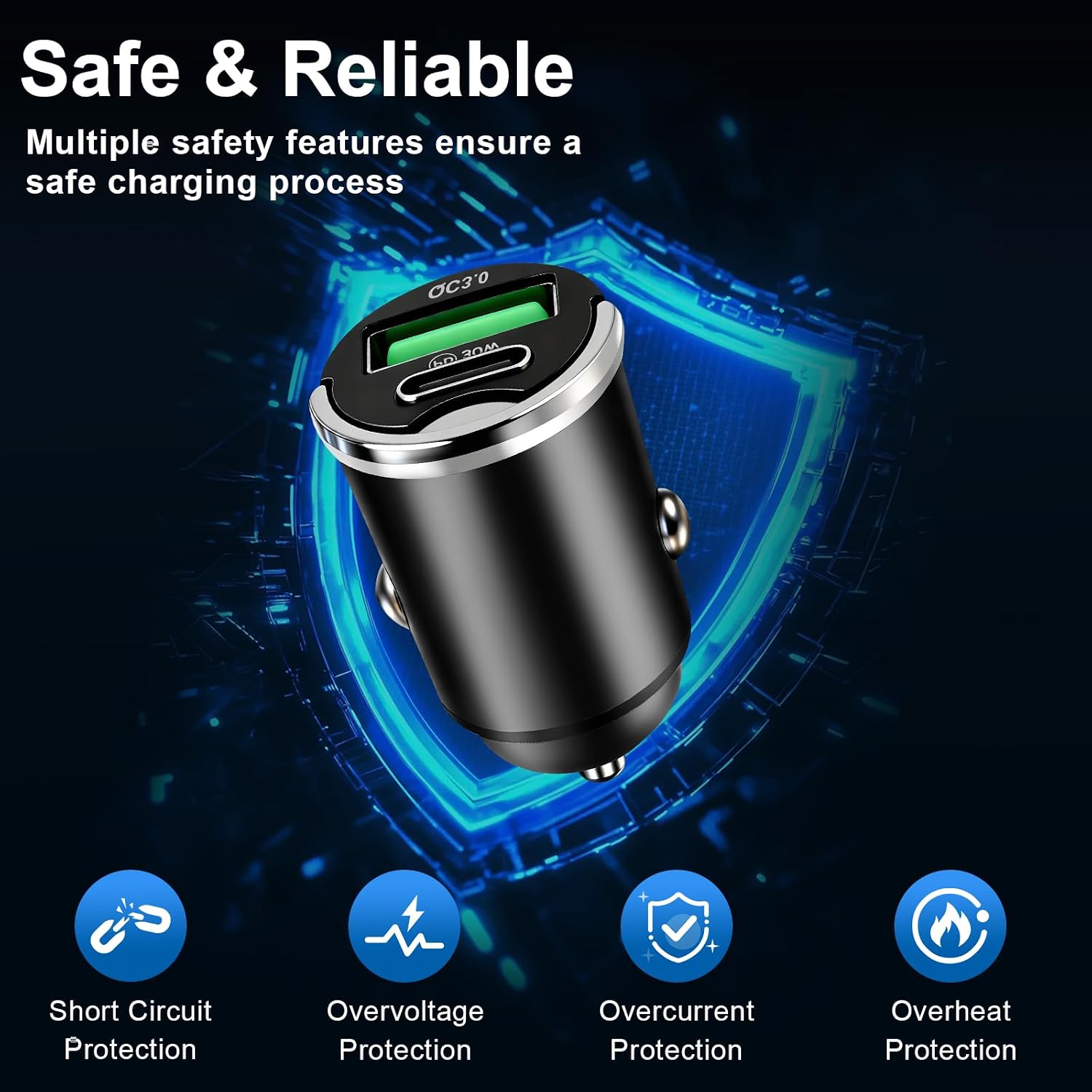 Caricatore Auto USB C 30W a Ricarica Rapida PD 30W e QC 3.0 18W – immagine 7