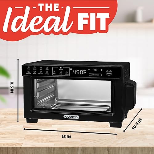 Miniatura 8 de Gourmia Freidora de aire digital para horno tostador, modo de convección con capacidad de 4 rebanadas, 3 posiciones de rack, 12 ajustes