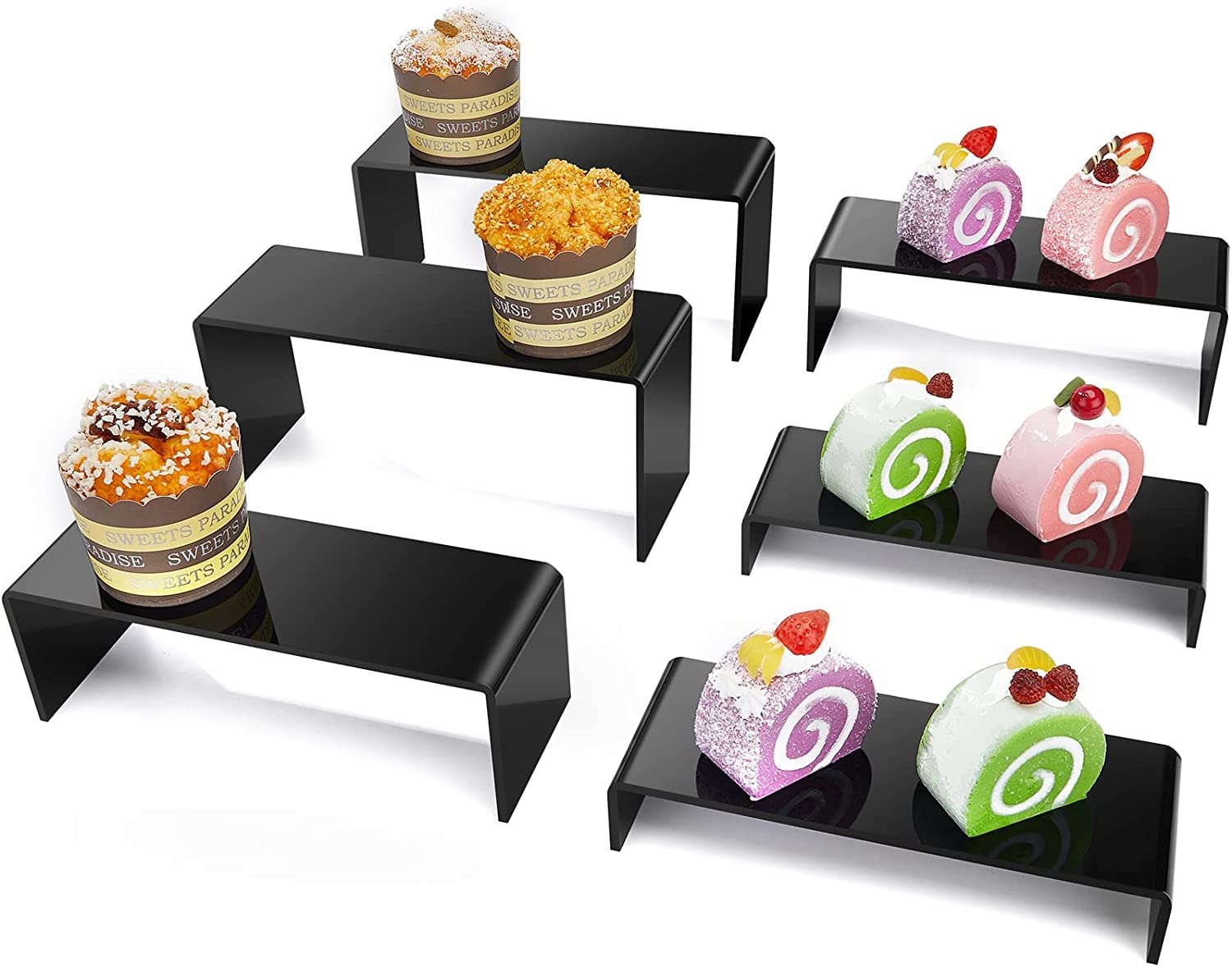 LAMSIT IBDAA Acrylic Buffet Stands, Portable Tables, Dessert Tables, Side Table, Adjustable Tables, Cake Table (Black)