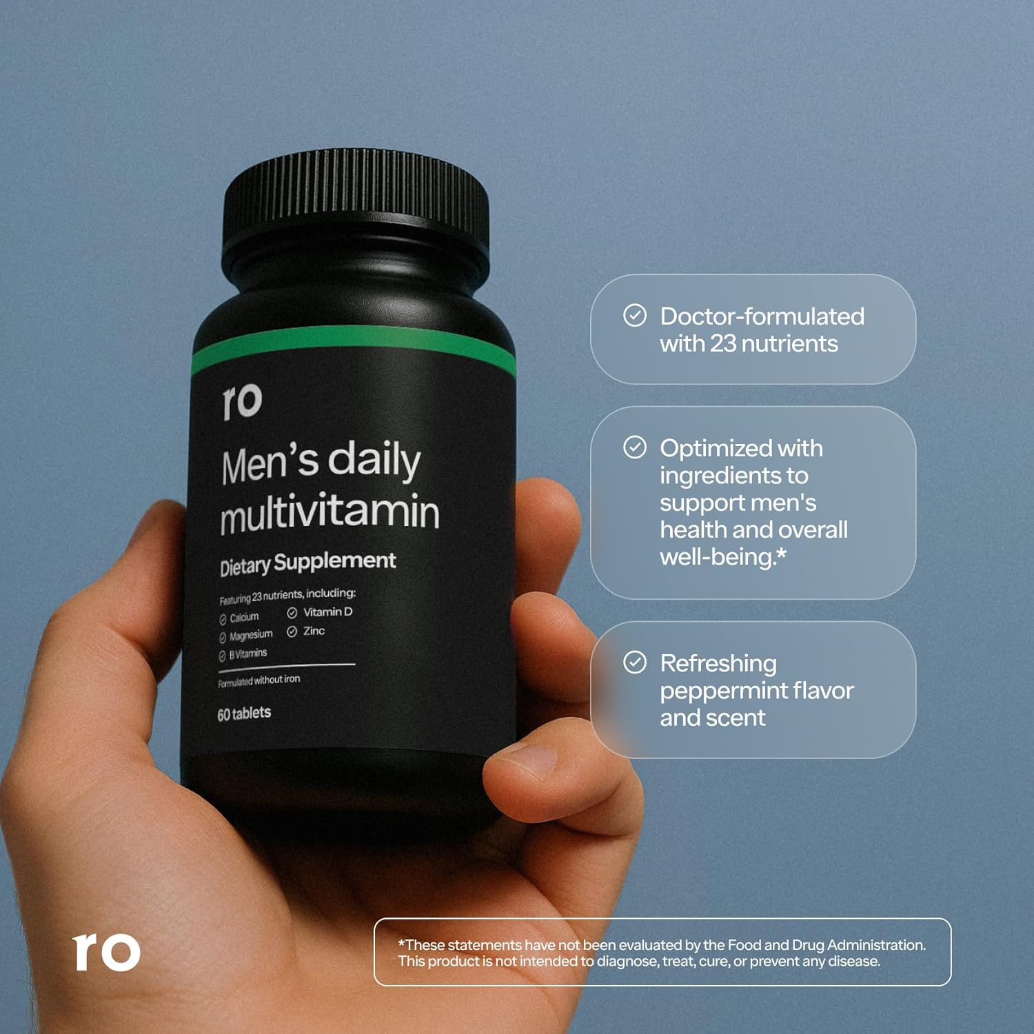 Ro Daily Multivitamin for Men | Supports Physical Activity, Brain + Heart Health, and Immune System with 23 Key Nutrients Including Calcium, Magnesium, and Zinc | 60-Day Supply (120 Tablets)