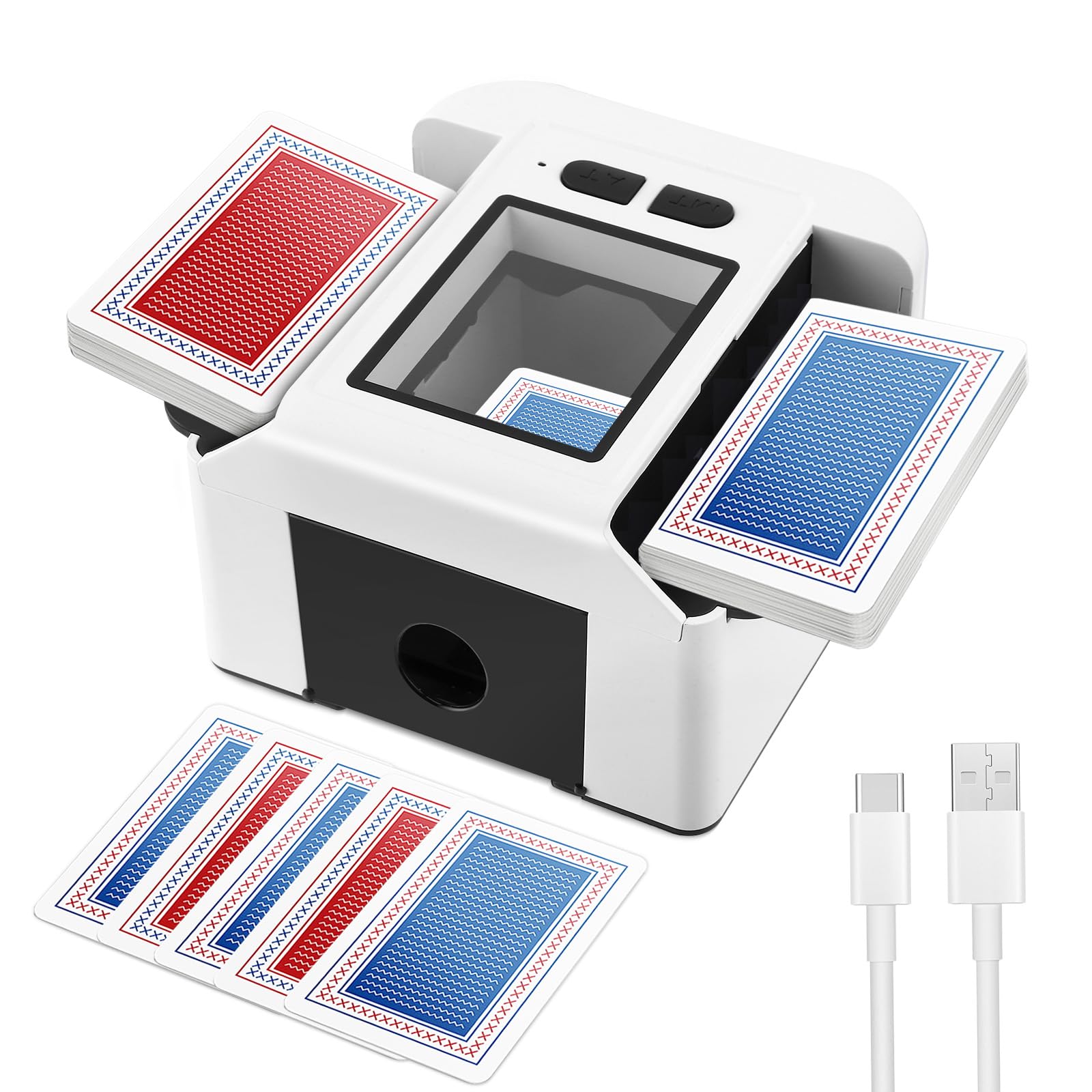 Barajador De Cartas Automático, Repartidor De Cartas Eléctrico Para 1-2 Barajas, Repartidor De Cartas, Recargable 2000mah, Barajador De Cartas Con Automático Y Manual Para Poker Uno Blackjack Skip-Bo