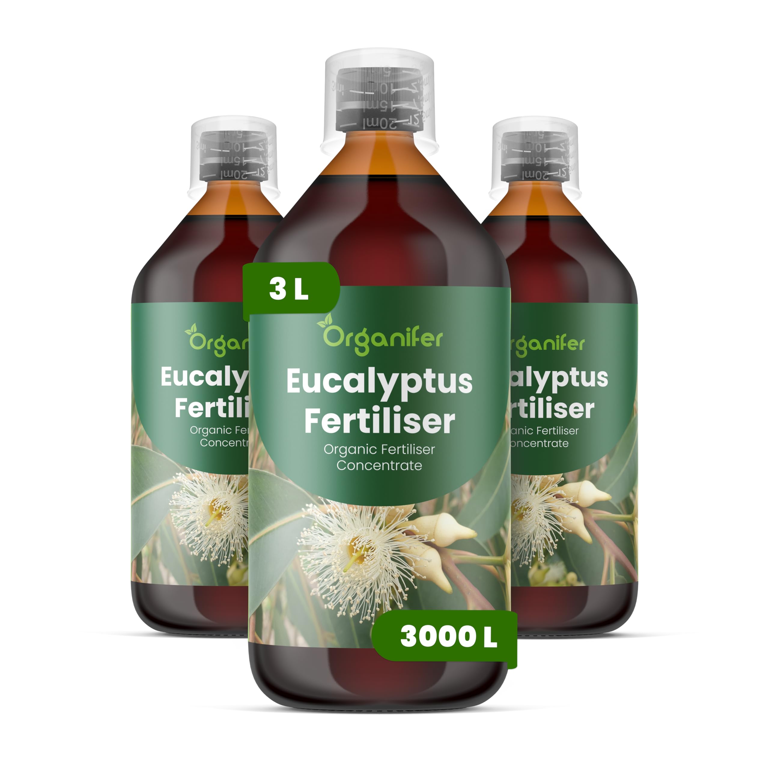 Eukaliptus Nawóz Płynny - 3x1L - NPK 3-4-3 | Nawóz Płynny Do Roślin Dla Zdrowych Liści I Korzeni - Wspiera Wzrost I Stabilność - Organifer