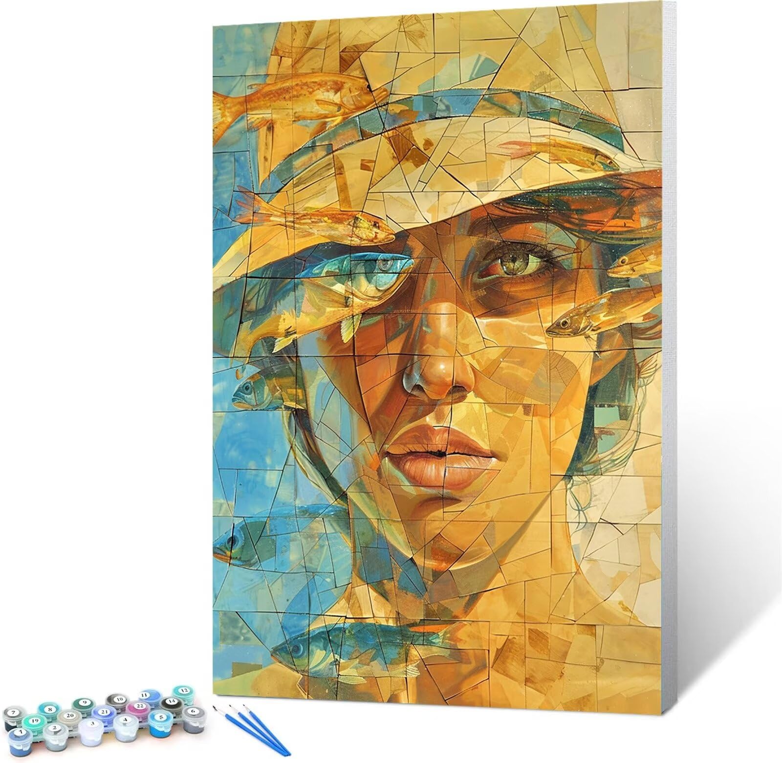 Hut-Malen nach Zahlen für Erwachsene, DIY digitales Ölgemälde-Set auf Leinwand mit Pinseln und Acrylpigment, Damen Street Artwork für Heimdekoration 60x80cm (mit Rahmen)