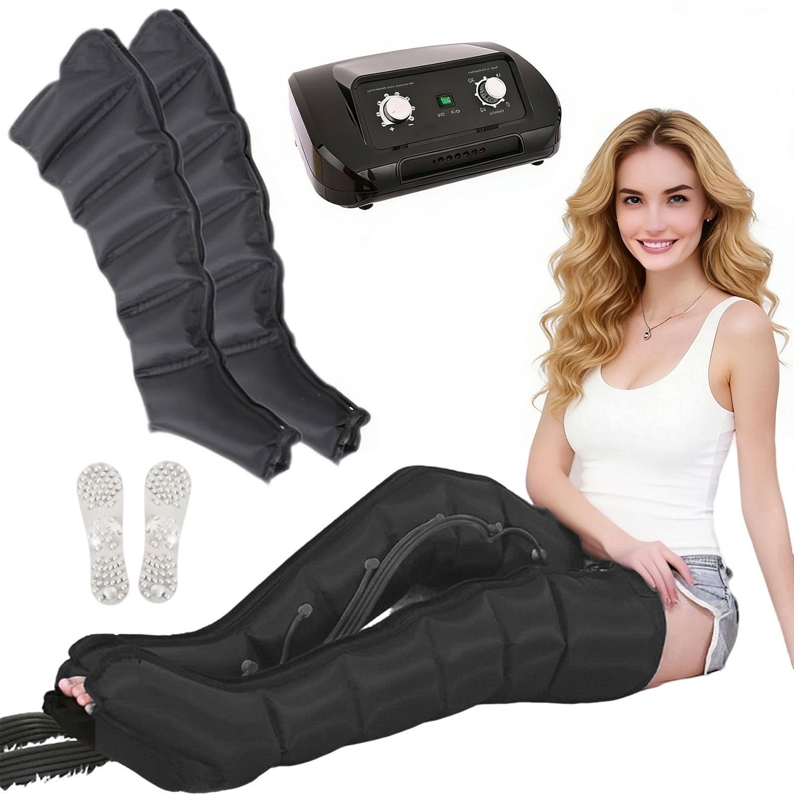 Buty ciśnieniowe XXL, masażer kompresyjny do nóg, ramion, drenaż limfatyczny, nogi, urządzenie do krążenia krwi, nóg, masaż nóg, czarne