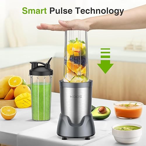 Miniatura 6 de KOIOS Licuadora para batidos, licuadora personal para batidos y batidos con 3 tazas para llevar de 22 onzas, licuadora de batidos de 22000 RPM,