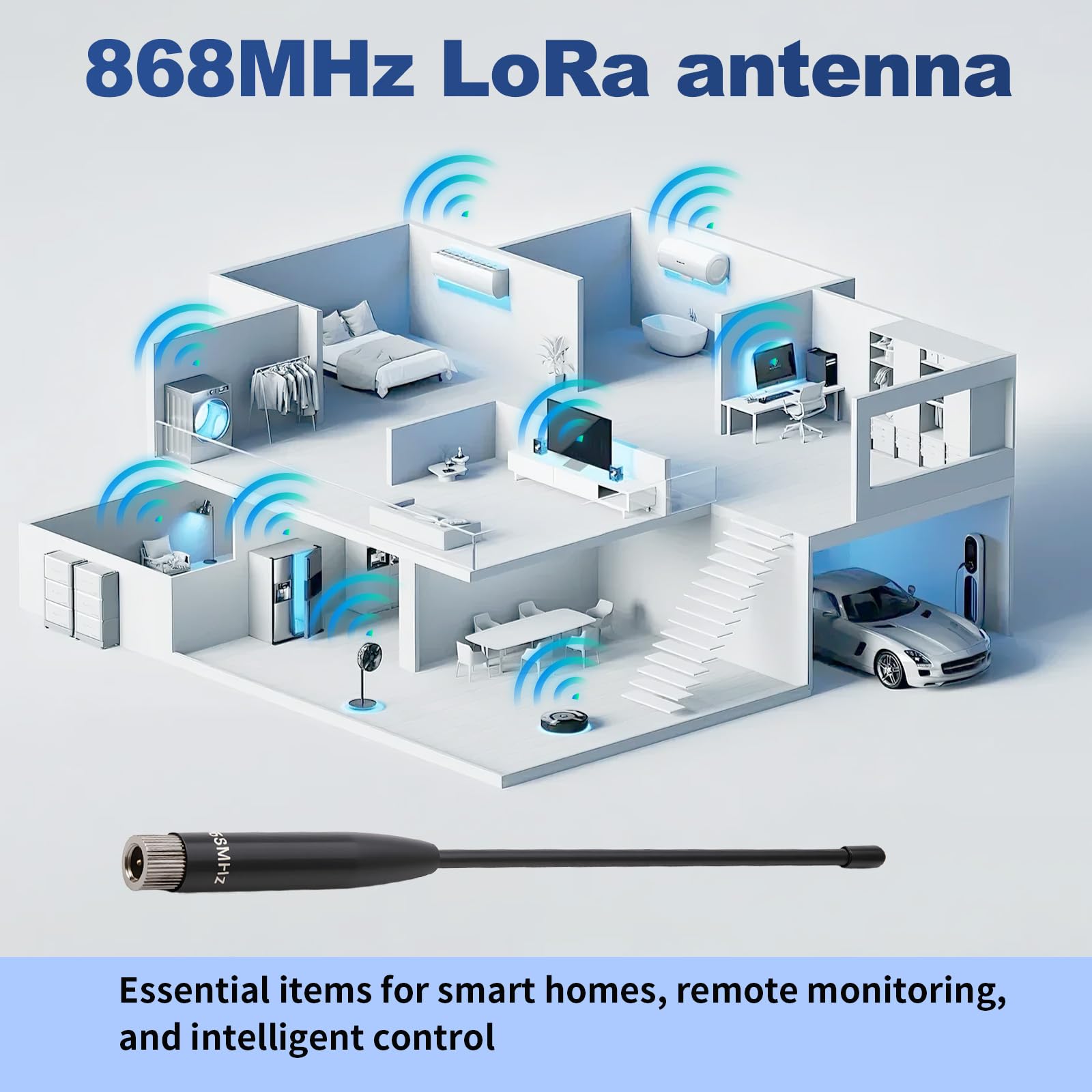 868 MHz LoRa Antenna 7 dBi per Meshtastic LoRa Long Range Soft Whip-Antenne SMA Maschio 150 mm + Cavo da (U.FL IPX) a SMA Femmina per ESP32, LoRa 32 V3, LoRa32u4 II (2 pezzi)