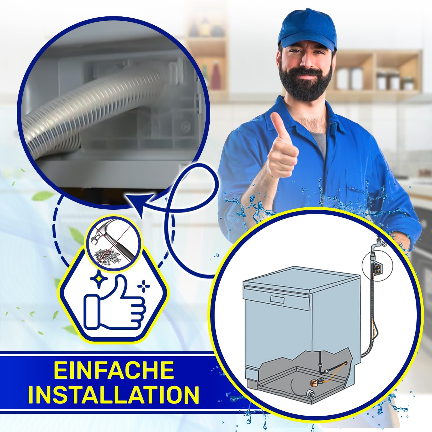 Aquastop Schlauch Spülmaschine 00668113 für Siemens für Bosch für Balay | für Constructa für Neff für Küppersbusch Geschirrspüler - Garantie 10 Jahre - MONTERAL