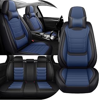 BOSIDUN 혼다 CRV 시트 커버 2000-2025용 카시트 커버 풀 세트, 자동차용 나파 가죽 방수 시트 커버, 에어백 호환, 범용 자동차 시트 커버(럭셔리 5시트/블랙 블루)