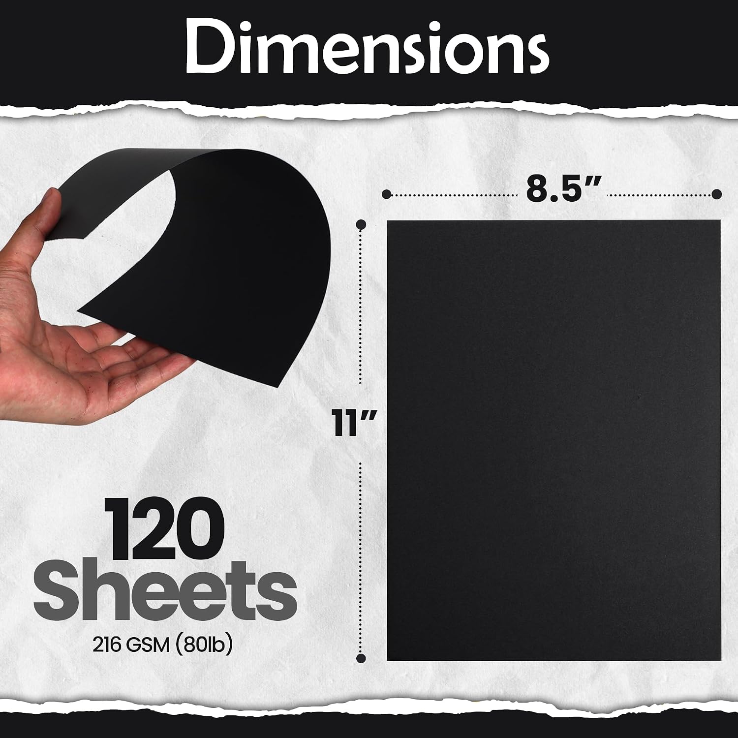 SANZIX 120 Sheets Black Cardstock Paper 8.5 x 11 80lb/216 GSM Cover Card Stock for Invitations, Drawing, Menus, Halloween Decorations, DIY Cards, Scrapbook, Calligraphy | Heavyweight Printer Paper