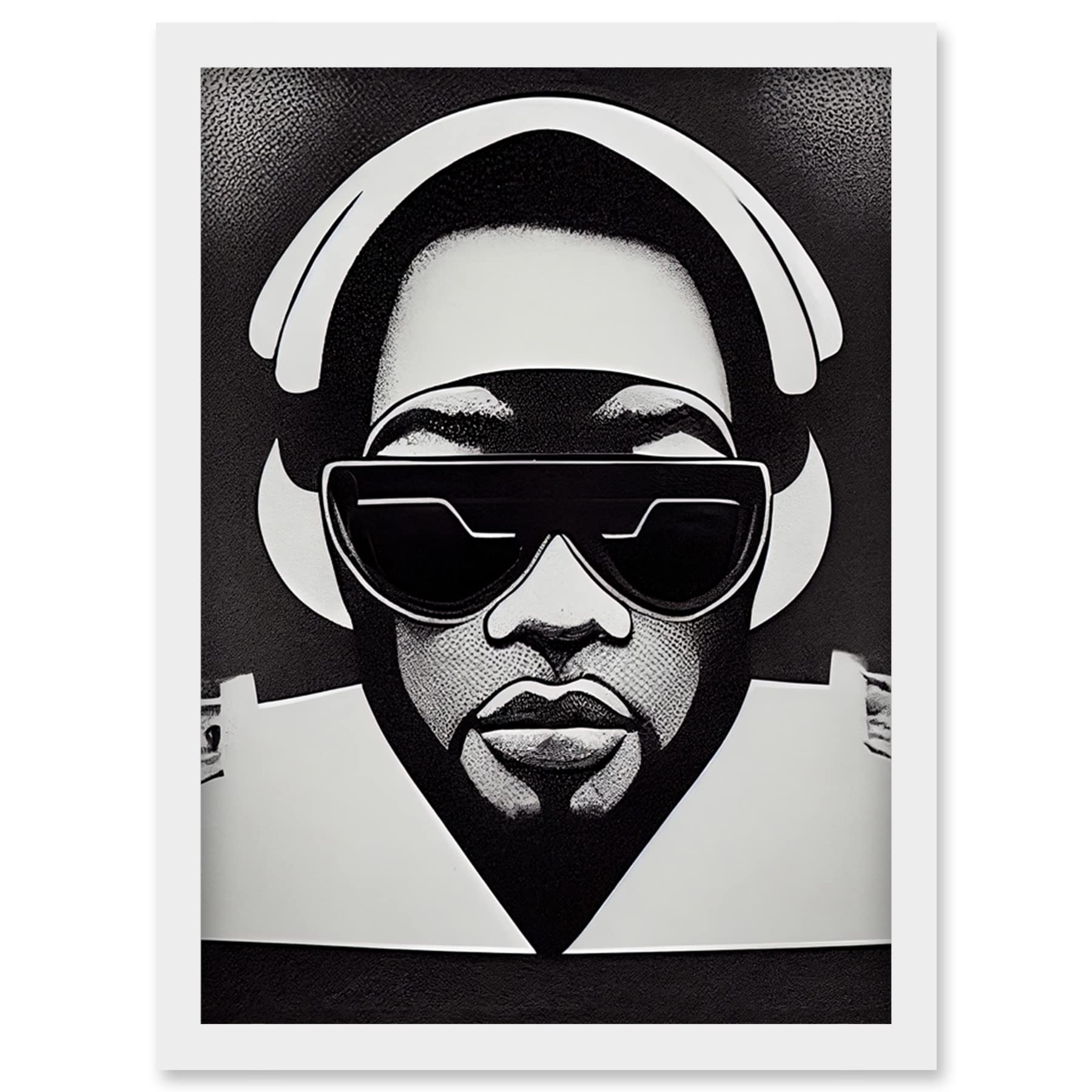 Wee Blue Coo Hip Hop Black Artist Music DJ Monochrome Music Musician Artwork Framed Wall Art Print A4