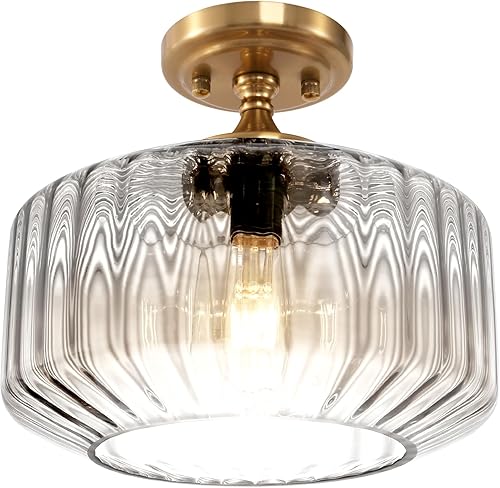 Miniatura 17 de Lámpara de techo semiempotrada dorada moderna de mediados de siglo, lámpara de techo naranja clásica, candelabro de vidrio vintage, lámpara de