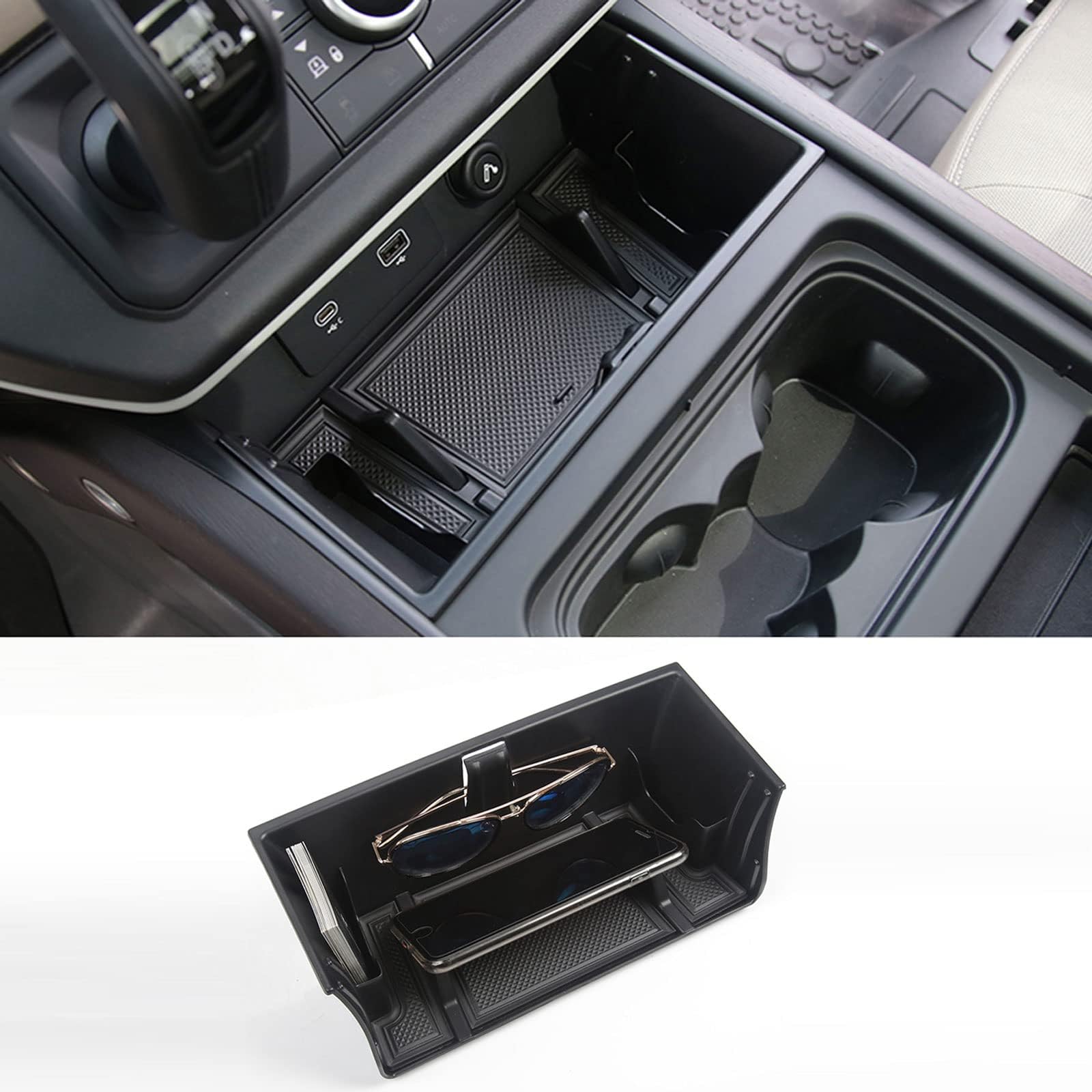 For LR Defender 90 110 130 2020 2021 2022 2023 2024 Car Interior Center Console Storage Box Phone Glasses Tray Organizer Accessories Upgrade Style