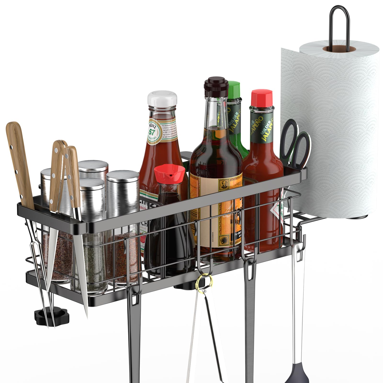 Blibly Griddle Caddy for Blackstone Griddle Accessories, Space Saving Outdoor Grill Accessories Storage Box, BBQ Caddy for 28"/36" Blackstone Griddles, Gas/Charcoal Grill, with a Paper Towel Holder