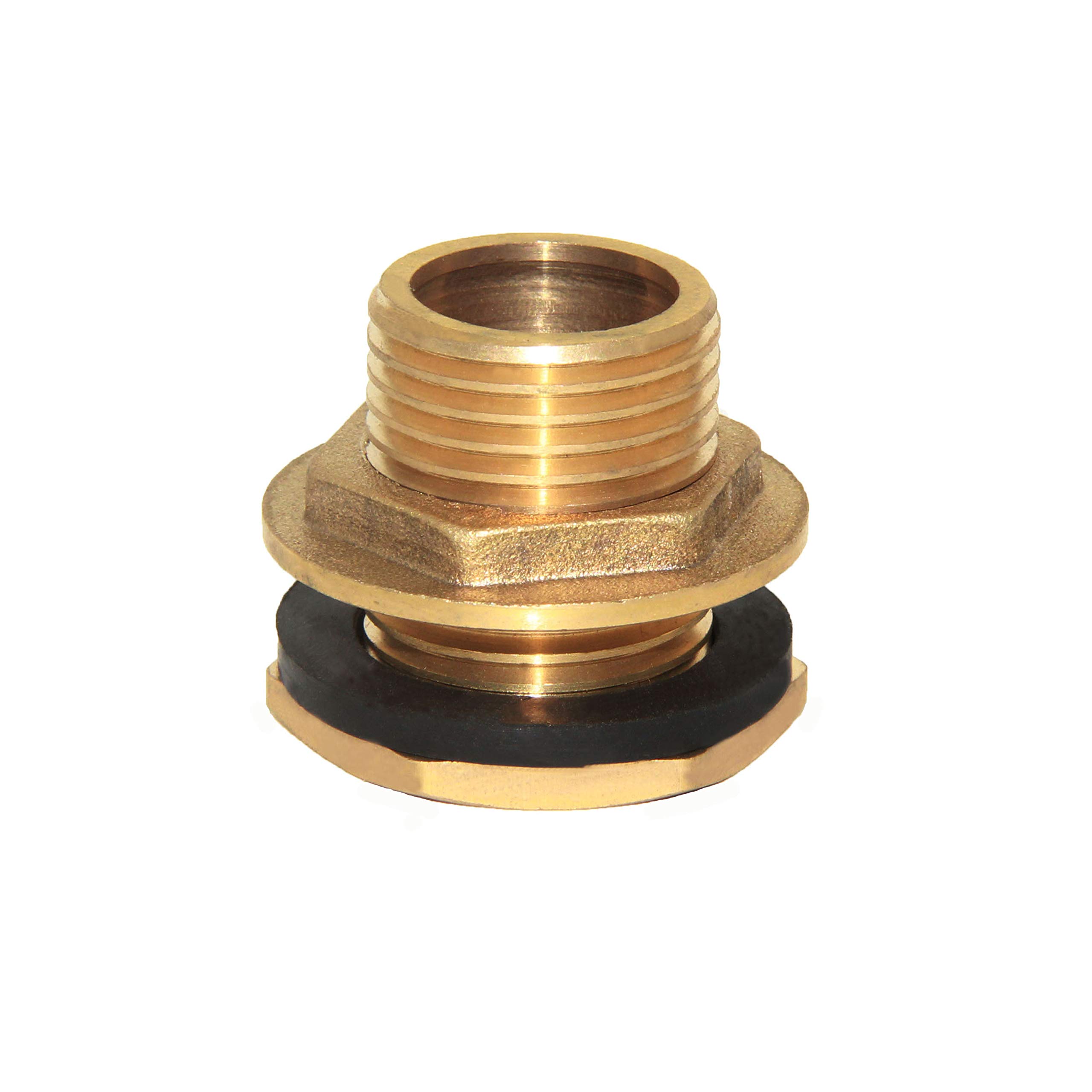 Joywayus 3/4" Male Thread Brass Water Tank Connector Bulkhead Tank Fitting with Rubber Ring