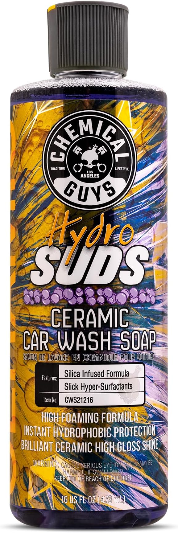 Chemical Guys CWS21216 HydroSuds Nano Ceramic Protection for Car, Boat & Motorcycle Paint – Top Coat Hyper Foaming Shampoo with SiO2
