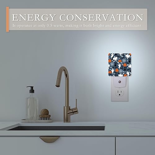 Miniatura 5 de Luces nocturnas de Halloween enchufables a la pared, gato negro, fantasma, calabaza, luz nocturna, sensor de atardecer a amanecer, lámpara LED de